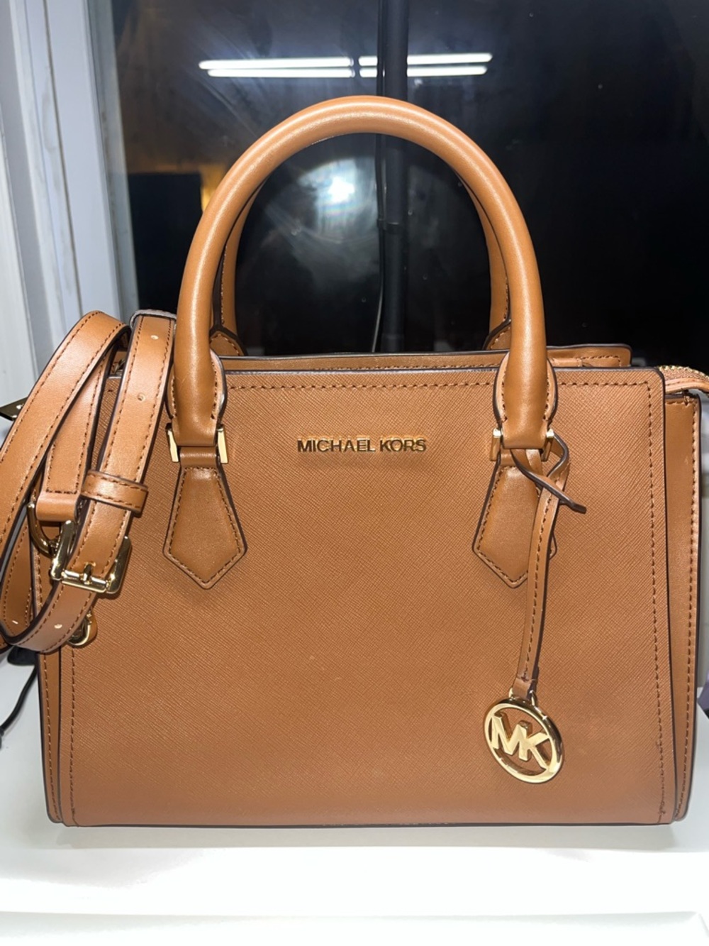Michael Kors Small Satchel with Gold Hardware, Top Handles & Crossbody
